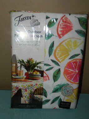 Fiesta Indoor Outdoor Fabric Tablecloth Tropical Fruit 60x102 NEW